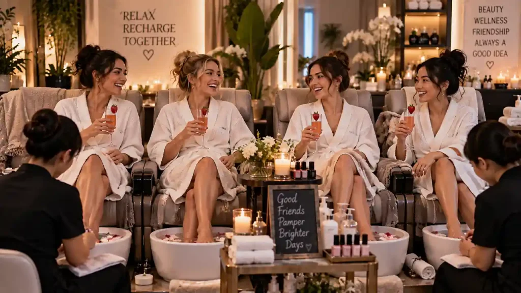 Friends enjoying a spa or salon session