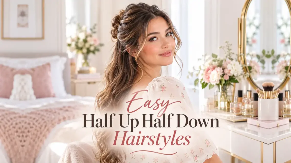 8 Easy half up half down hairstyles