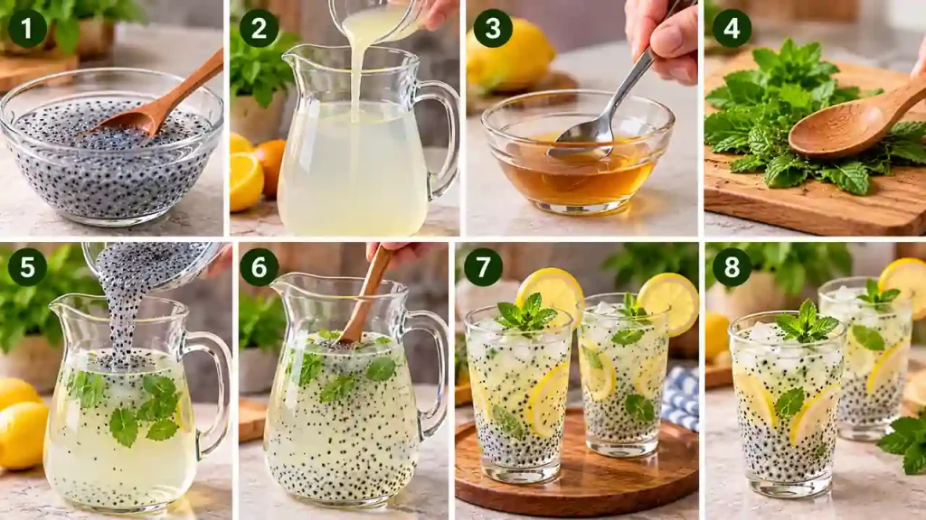 Lemon-mint sabja drink recipe