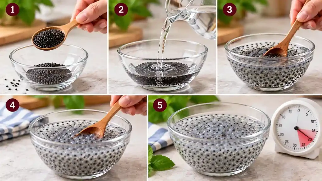 Soak basil seeds sabja properly