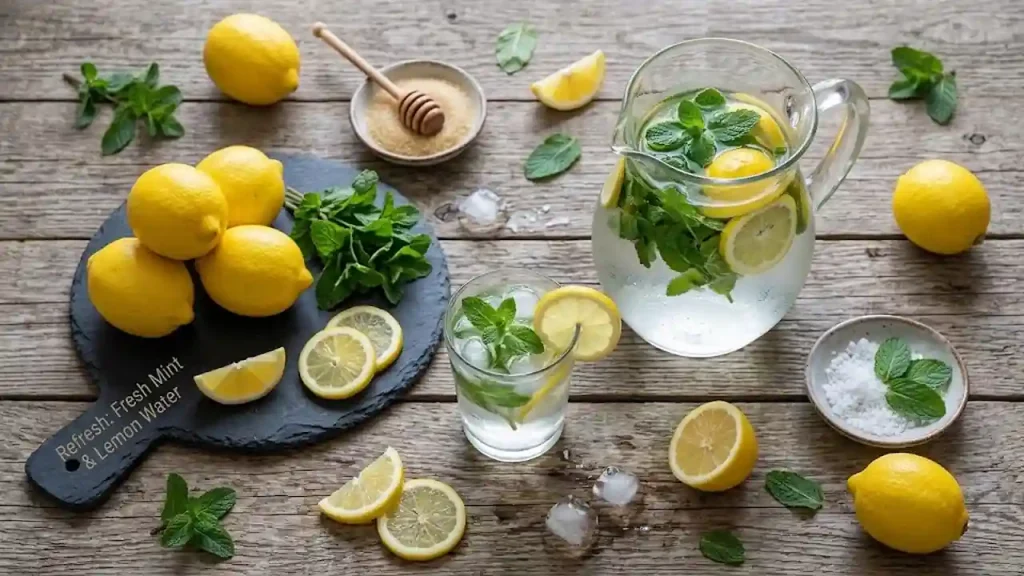 Fresh mint & lemon water for diabetics