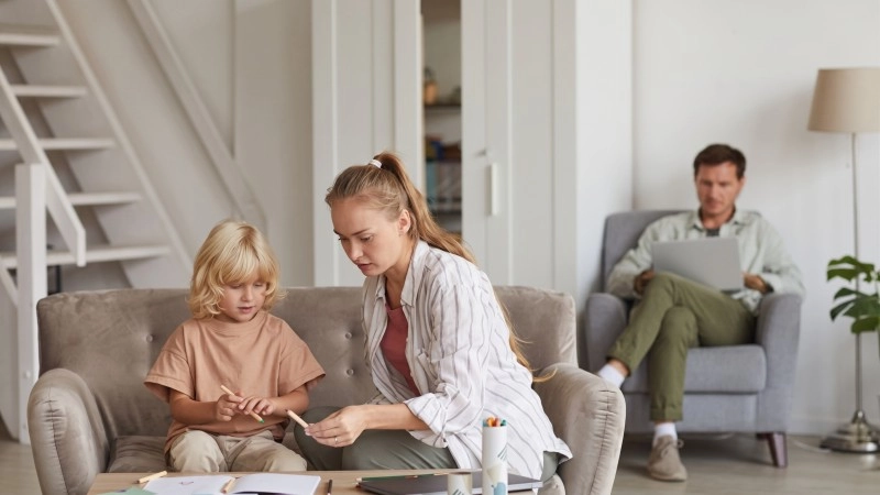 Parents having a difficult conversation at home