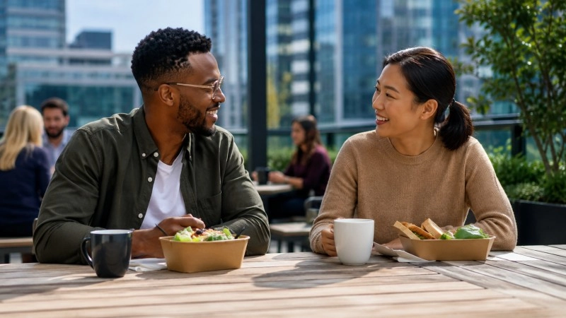 Work spouse having lunch together