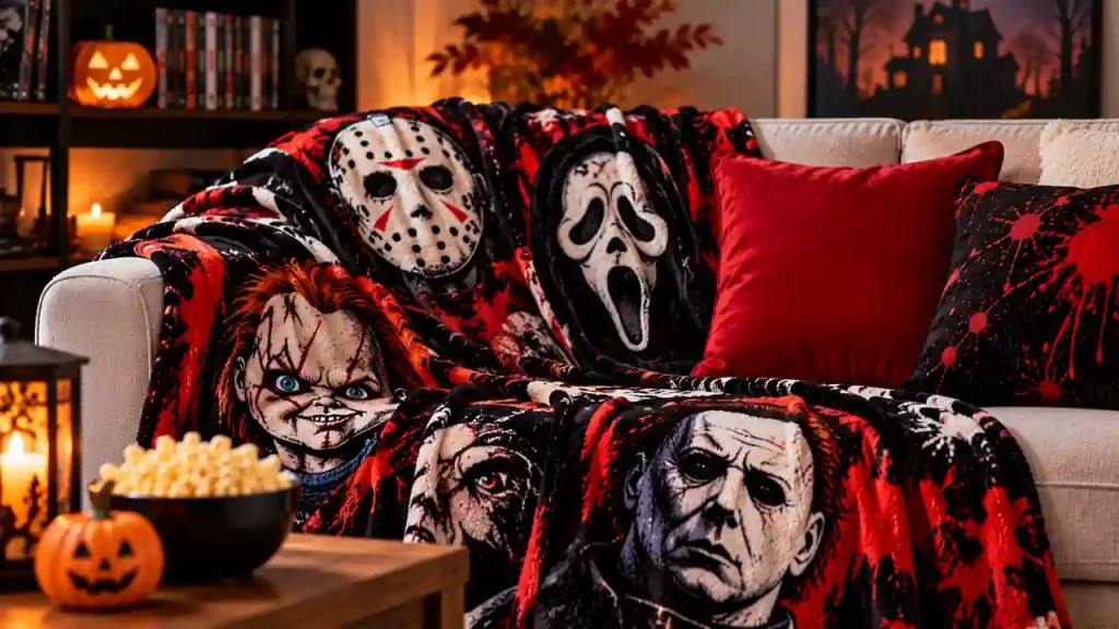 Spooky halloween blanket sets: licensed horror-movie characters