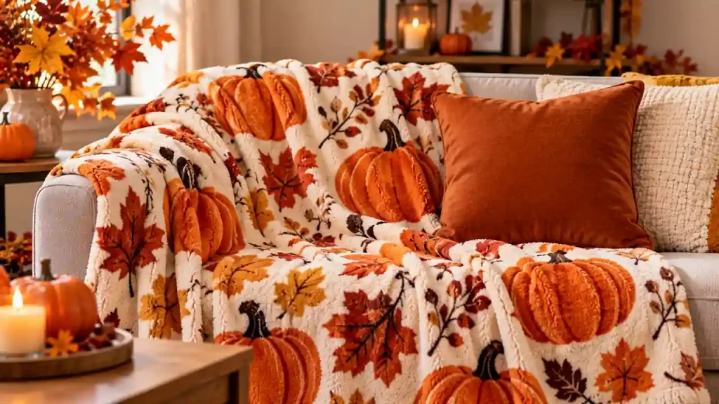 Pumpkins and autumn leaves