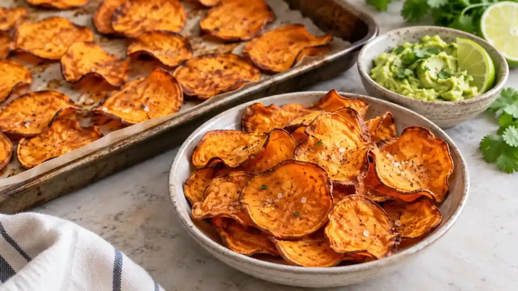 Baked sweet potato chips