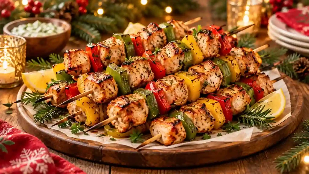 Chicken and bell pepper skewers