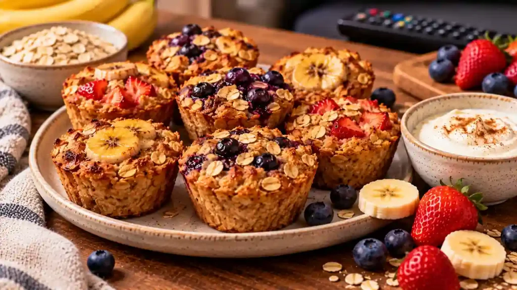 Healthy movie Snacks: mini baked oatmeal cups