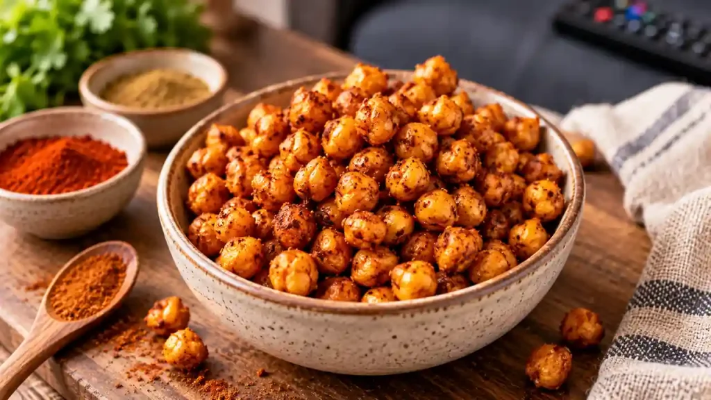 Healthy movie snacks: spiced roasted chickpeas