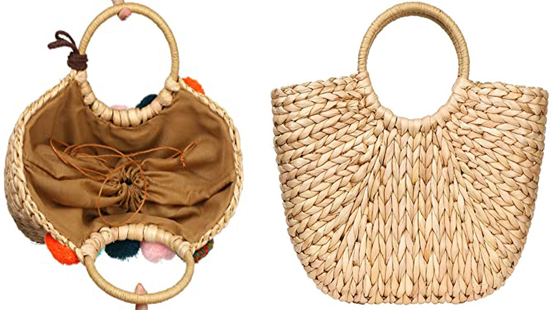 Beach Sea Straw Rattan Cami Tote Bags