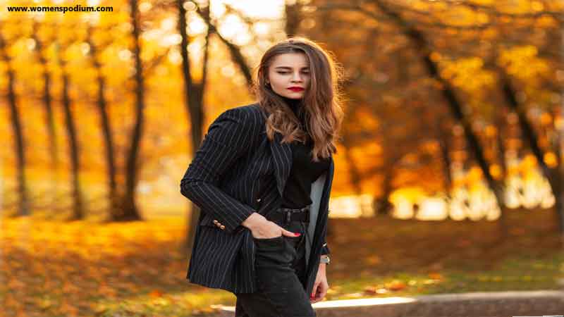Long striped black blazer