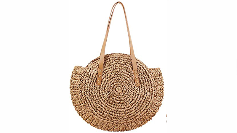 Moon shapr straw bag