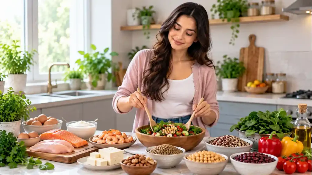 High-protein foods for women's healthy eating plan