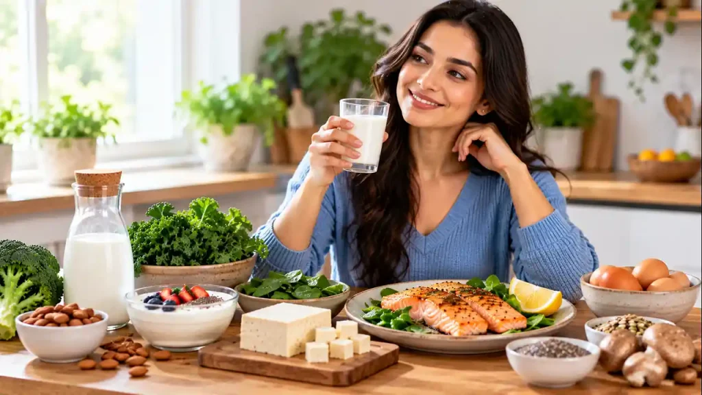 Calcium- and vitamin D-rich foods for women's bone health