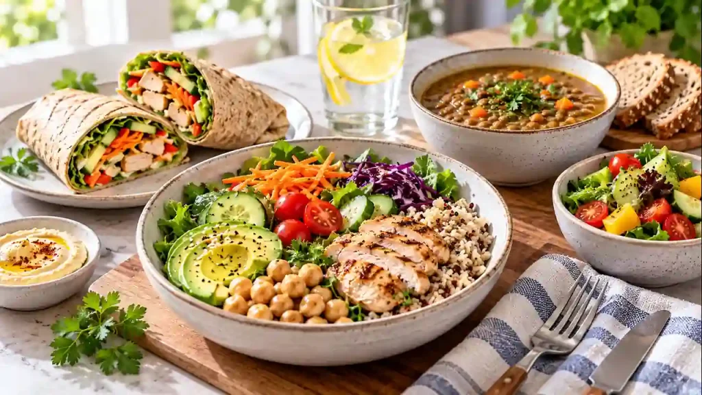 Healthy balanced meal lunch