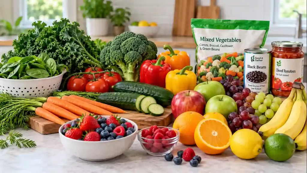 Vegetables and fruits are a healthy eating plan