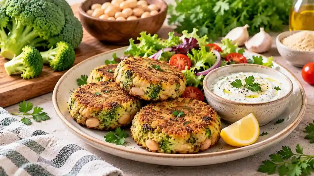 Broccoli and white-bean patties