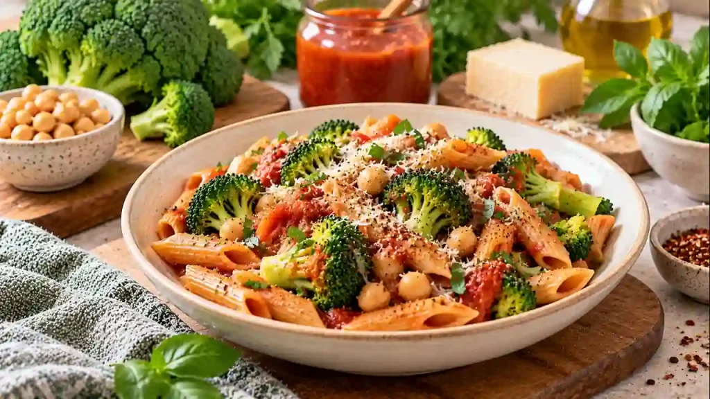 Broccoli pasta with a protein addition