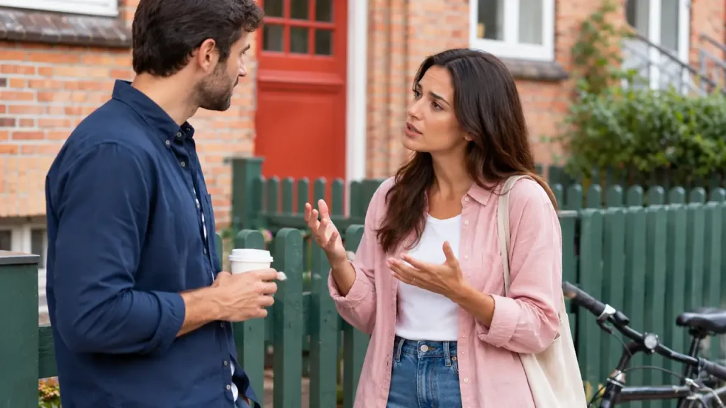 Wife calmly sharing personal feelings with partner