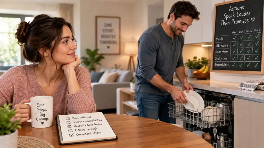 Partner helping around house