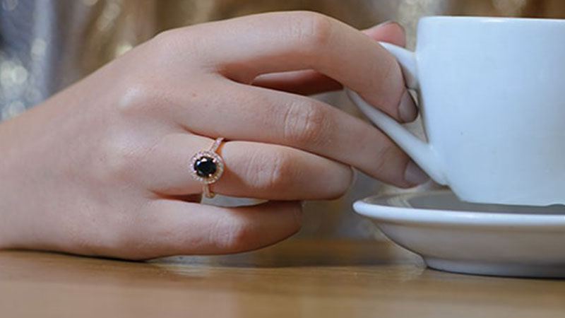 black diamond ring - Elegant Engagement Ring