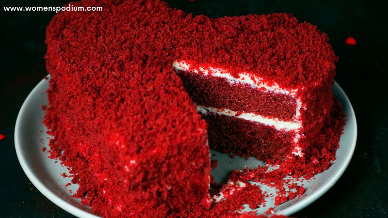 Heart shaped red velvet cake