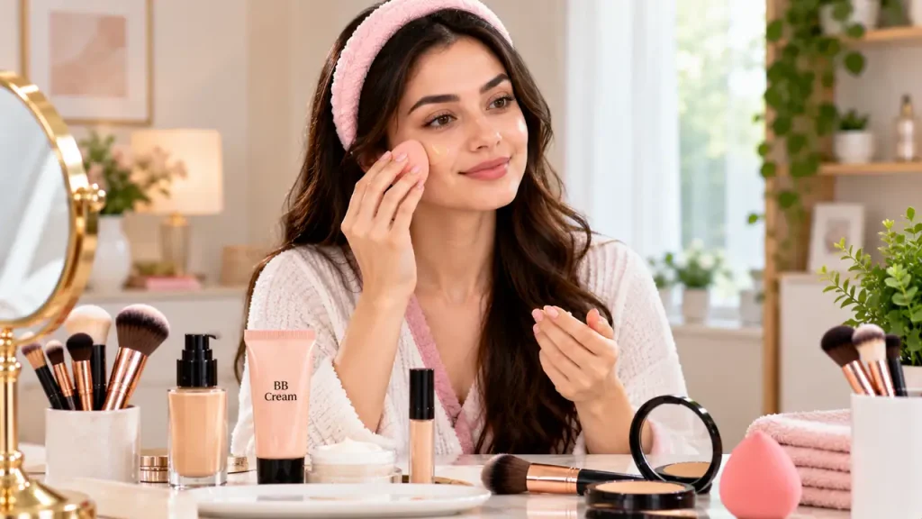 BB cream vs foundation: apply a thin layer