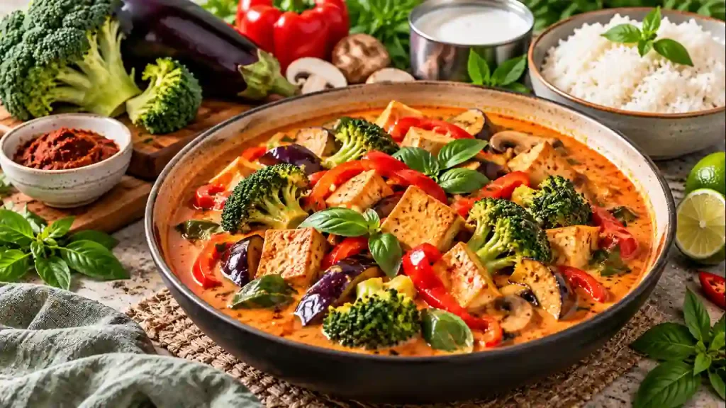 Red thai curry with vegetables