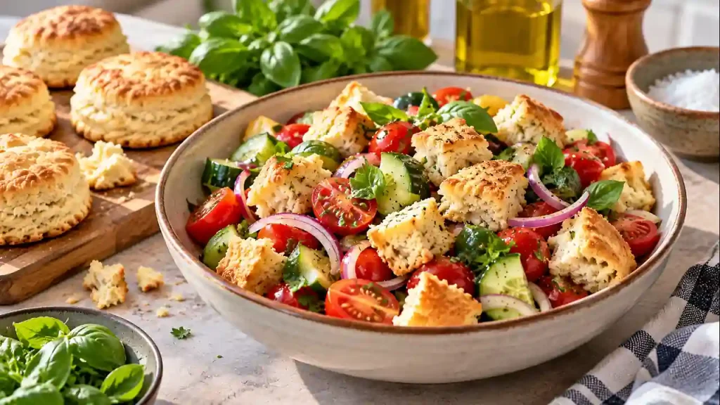 Biscuit panzanella-style salad