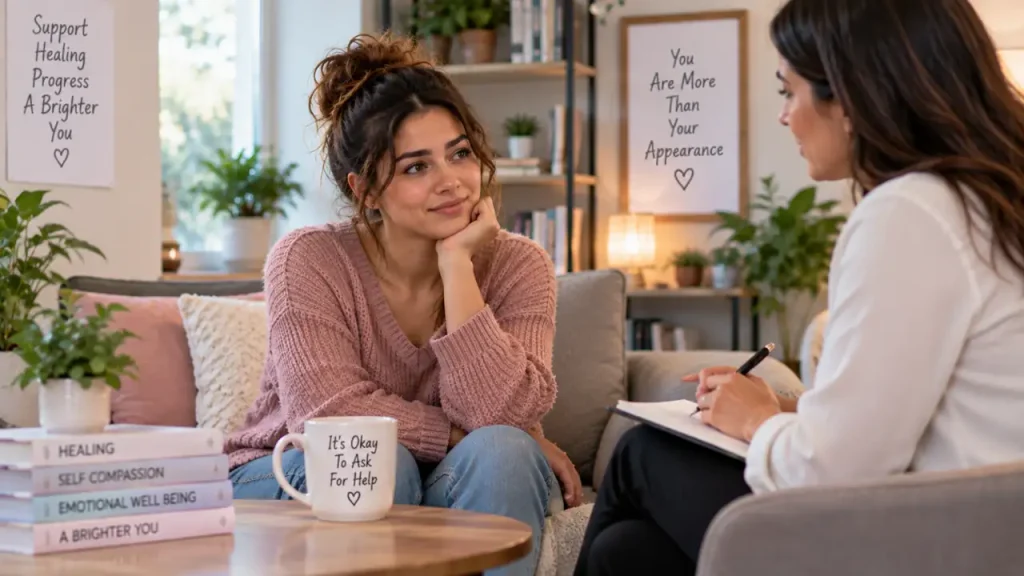 Woman in a supportive therapy session