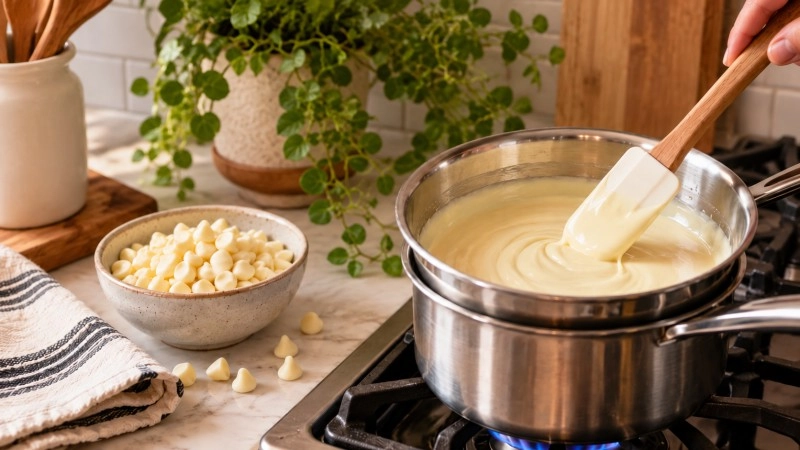 Melting white chocolate chips