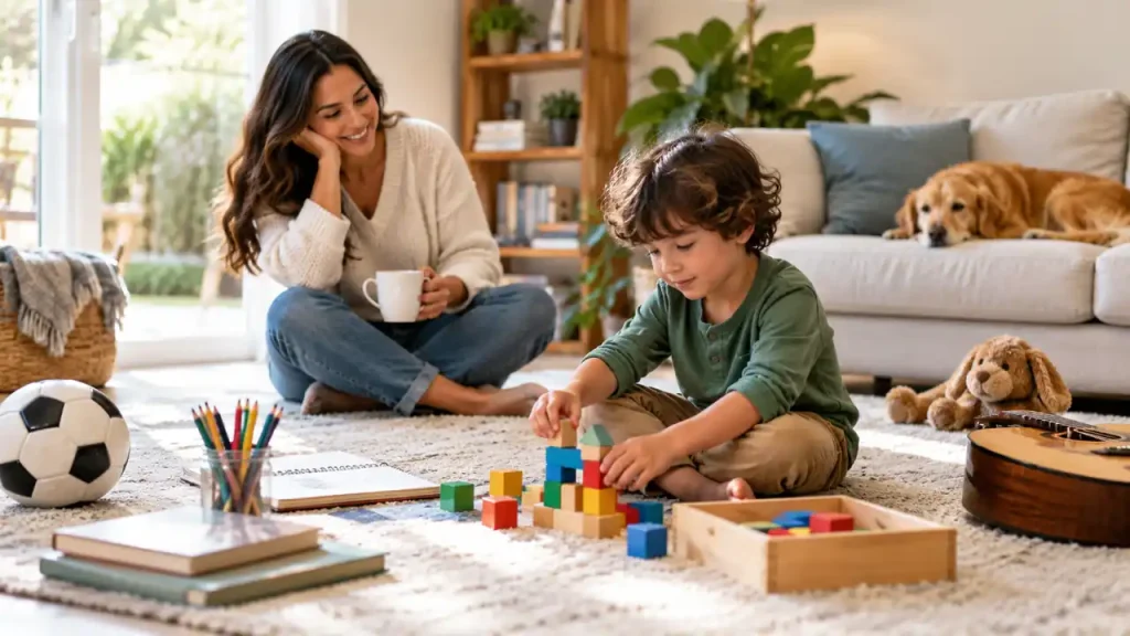 Child exploring an activity independently