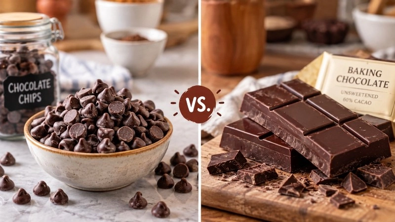 What’s the difference between chocolate chips and baking bars