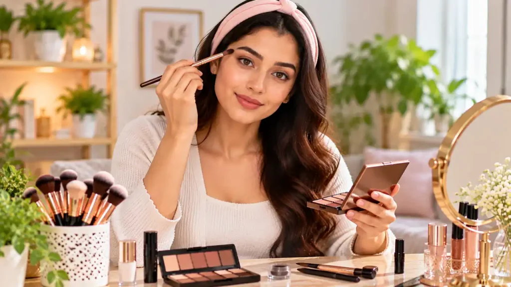 Add eye color or a simple liner for professional makeup