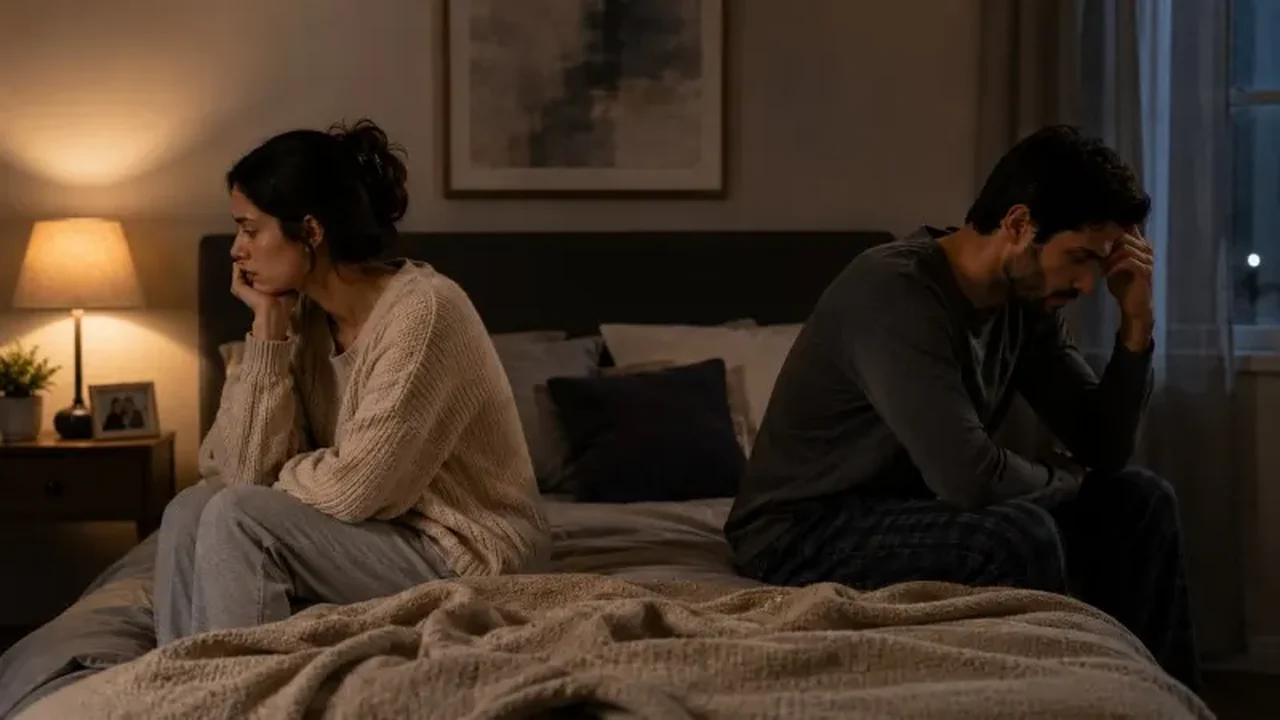 Unhappy couple losing emotional warmth and affection